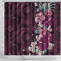 Poni Mama Hawai'i Hibiscus Shower Curtain Polynesian Tribal Tattoo Pattern Floral Elements