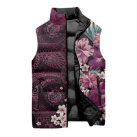 Poni Mama Hawai'i Hibiscus Sleeveless Puffer Jacket Polynesian Tribal Tattoo Pattern Floral Elements