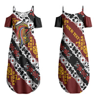 Personalised Papua New Guinea Bird Drum Couples Matching Summer Maxi Dress and Long Sleeve Button Shirt Papuan Batik Motif