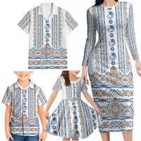 Personalised Papua New Guinea Bird Ethnic Family Matching Long Sleeve Bodycon Dress and Hawaiian Shirt Papuan Batik Inspired Pattern