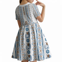 Personalised Papua New Guinea Bird Ethnic Kid Short Sleeve Dress Papuan Batik Inspired Pattern