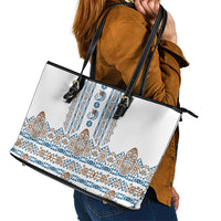 Papua New Guinea Bird Ethnic Leather Tote Bag Papuan Batik Inspired Pattern