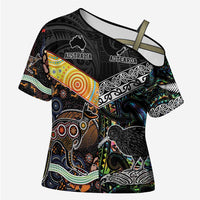 Australia New Zealand Personalised Cross Shoulder Shirt Maori Aboriginal Art Style - Polynesian Pride