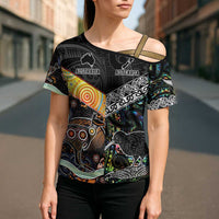 Australia New Zealand Personalised Cross Shoulder Shirt Maori Aboriginal Art Style - Polynesian Pride