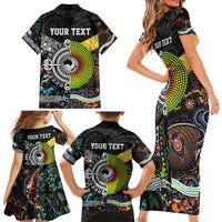 Personalised New Zealand and Australia Family Matching Short Sleeve Bodycon Dress and Hawaiian Shirt Maori Mix Aboriginal Art Style LT9 - Polynesian Pride