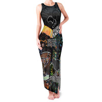 New Zealand and Australia Family Matching Tank Maxi Dress and Hawaiian Shirt Maori Mix Aboriginal Art Style