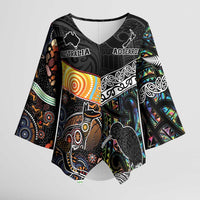 Australia New Zealand Personalised Kimono Sleeve Blouse Maori Aboriginal Art Style - Polynesian Pride