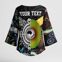 Australia New Zealand Personalised Kimono Sleeve Blouse Maori Aboriginal Art Style - Polynesian Pride