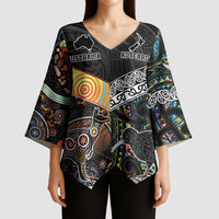 Australia New Zealand Personalised Kimono Sleeve Blouse Maori Aboriginal Art Style - Polynesian Pride