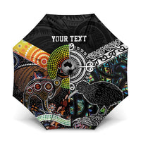 Australia New Zealand Personalised Umbrella Maori Aboriginal Art Style - Polynesian Pride