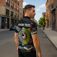 Australia New Zealand Personalised Zipper Polo Shirt Maori Aboriginal Art Style - Polynesian Pride