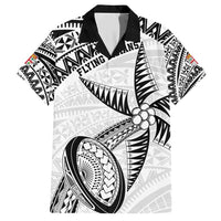 Custom Fiji Rugby Pacific Family Matching Short Sleeve Bodycon Dress and Hawaiian Shirt Polynesian Palm Tattoo LT9 Dad's Shirt - Short Sleeve White - Polynesian Pride