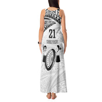 Custom Fiji Rugby Pacific Tank Maxi Dress Polynesian Palm Tattoo