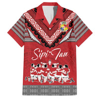 Personalised Tonga Rugby Pacific Family Matching Short Sleeve Bodycon Dress and Hawaiian Shirt Ikale Tahi Sipi Tau LT9 Dad's Shirt - Short Sleeve Red - Polynesian Pride