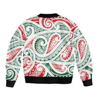 New Zealand Kowhaiwhai Christmas Bomber Jacket Traditional Maori Koru Pattern - Polynesian Pride