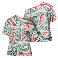 New Zealand Kowhaiwhai Christmas Cross Shoulder Shirt Traditional Maori Koru Pattern LT9 - Polynesian Pride