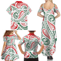 New Zealand Kowhaiwhai Christmas Family Matching Summer Maxi Dress and Hawaiian Shirt Traditional Maori Koru Pattern - Polynesian Pride