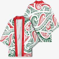 New Zealand Kowhaiwhai Christmas Kimono Traditional Maori Koru Pattern - Polynesian Pride