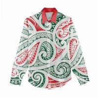 New Zealand Kowhaiwhai Christmas Women Casual Shirt Traditional Maori Koru Pattern - Polynesian Pride