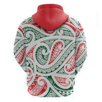 New Zealand Kowhaiwhai Christmas Zip Hoodie Traditional Maori Koru Pattern - Polynesian Pride