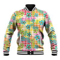 Hawaiian Palaka Baseball Jacket Hibiscus Palm Leaf Pattern - Polynesian Pride