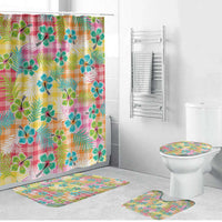 Hawaiian Palaka Bathroom Set Hibiscus Palm Leaf Pattern - Polynesian Pride