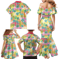 Hawaiian Palaka Family Matching Mermaid Dress and Hawaiian Shirt Hibiscus Palm Leaf Pattern - Polynesian Pride