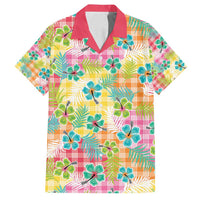 Hawaiian Palaka Family Matching Off Shoulder Short Dress and Hawaiian Shirt Hibiscus Palm Leaf Pattern - Polynesian Pride