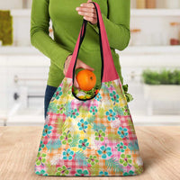 Hawaiian Palaka Grocery Bag Hibiscus Palm Leaf Pattern - Polynesian Pride