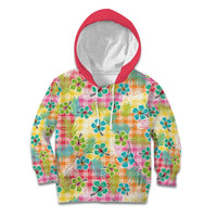 Hawaiian Palaka Kid Hoodie Hibiscus Palm Leaf Pattern - Polynesian Pride