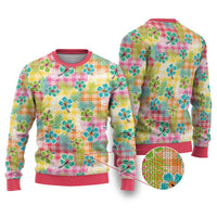 Hawaiian Palaka Ugly Christmas Sweater Hibiscus Palm Leaf Pattern - Polynesian Pride