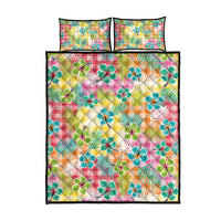 Hawaiian Palaka Quilt Bed Set Hibiscus Palm Leaf Pattern - Polynesian Pride