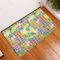 Hawaiian Palaka Rubber Doormat Hibiscus Palm Leaf Pattern - Polynesian Pride
