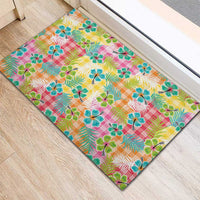 Hawaiian Palaka Rubber Doormat Hibiscus Palm Leaf Pattern - Polynesian Pride