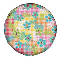Hawaiian Palaka Spare Tire Cover Hibiscus Palm Leaf Pattern - Polynesian Pride