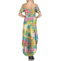 Hawaiian Palaka Summer Maxi Dress Hibiscus Palm Leaf Pattern - Polynesian Pride