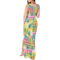 Hawaiian Palaka Tank Maxi Dress Hibiscus Palm Leaf Pattern - Polynesian Pride