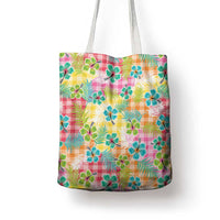 Hawaiian Palaka Tote Bag Hibiscus Palm Leaf Pattern - Polynesian Pride