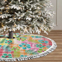Hawaiian Palaka Tree Skirt Hibiscus Palm Leaf Pattern - Polynesian Pride