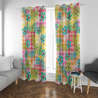 Hawaiian Palaka Window Curtain Hibiscus Palm Leaf Pattern - Polynesian Pride