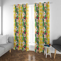Hawaiian Palaka Window Curtain Hibiscus Pineapple Lei - Polynesian Pride