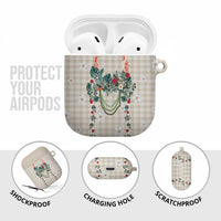 Brown Hawaiian Palaka AirPods Case Kukui Nut Money Lei - Polynesian Pride