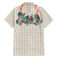 Brown Hawaiian Palaka Family Matching Short Sleeve Bodycon Dress and Hawaiian Shirt Kukui Nut Money Lei LT9 - Polynesian Pride