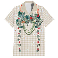 Brown Hawaiian Palaka Family Matching Tank Maxi Dress and Hawaiian Shirt Kukui Nut Money Lei LT9 Dad's Shirt - Short Sleeve Brown - Polynesian Pride