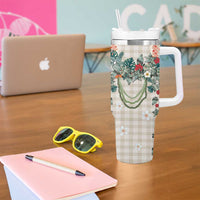 Brown Hawaiian Palaka Tumbler With Handle Kukui Nut Money Lei - Polynesian Pride