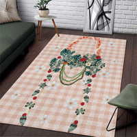 Peach Hawaiian Palaka Area Rug Kukui Nut Money Lei - Polynesian Pride
