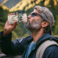 Peach Hawaiian Palaka 4 in 1 Can Cooler Tumbler Kukui Nut Money Lei - Polynesian Pride