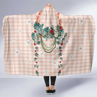 Peach Hawaiian Palaka Hooded Blanket Kukui Nut Money Lei - Polynesian Pride