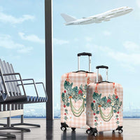Peach Hawaiian Palaka Luggage Cover Kukui Nut Money Lei - Polynesian Pride