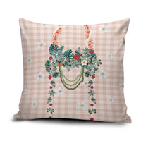 Peach Hawaiian Palaka Pillow Cover Kukui Nut Money Lei - Polynesian Pride